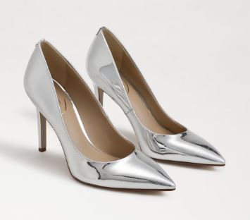 Silver Pointed Toe Pumps