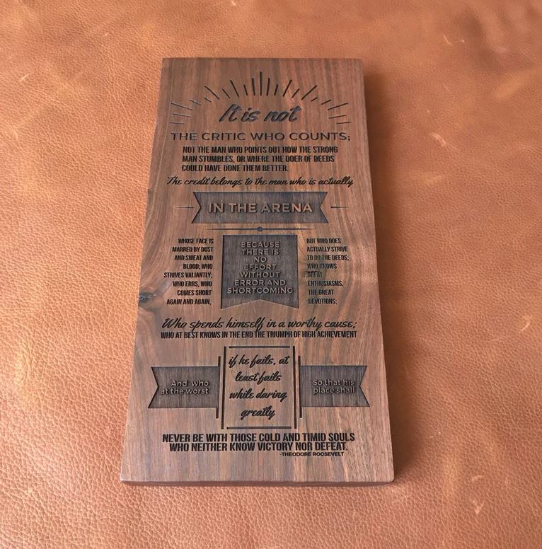 Man in the Arena Engraved Plaque