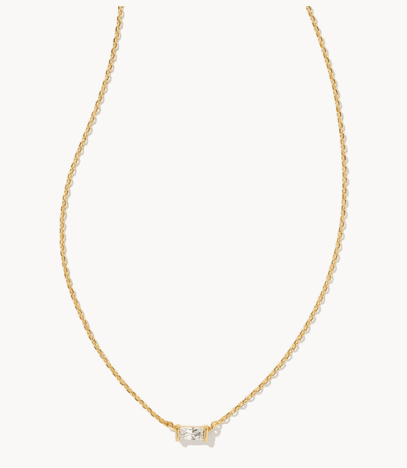 Juliette Gold Pendant Necklace in White Crystal