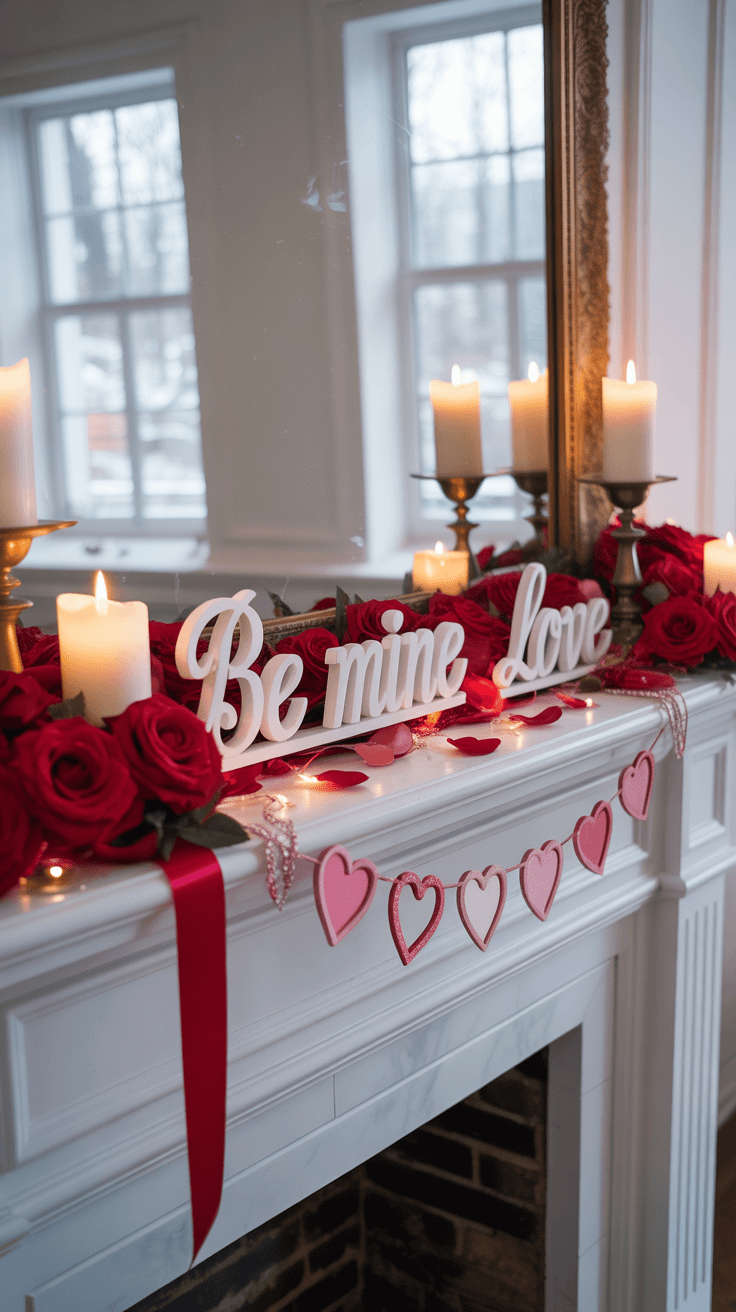 valentines mantel decor