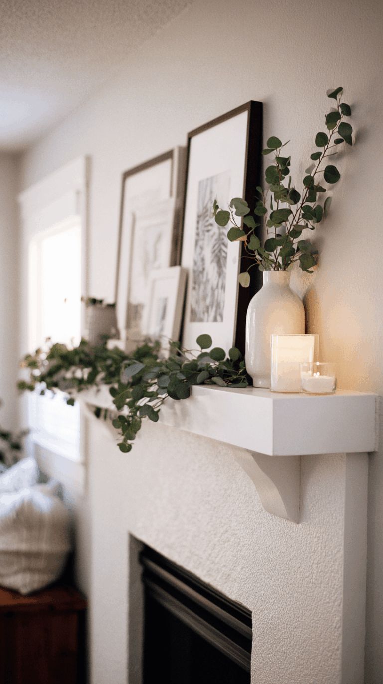 simple fireplace mantle decor