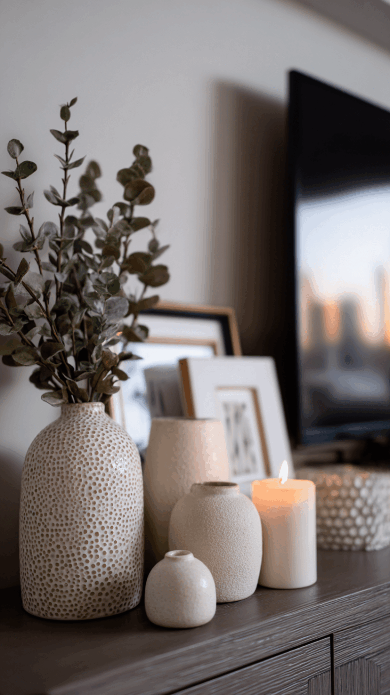 simple mantle decor with tv