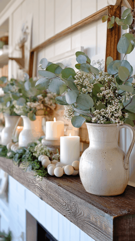 spring farmhouse mantle decor