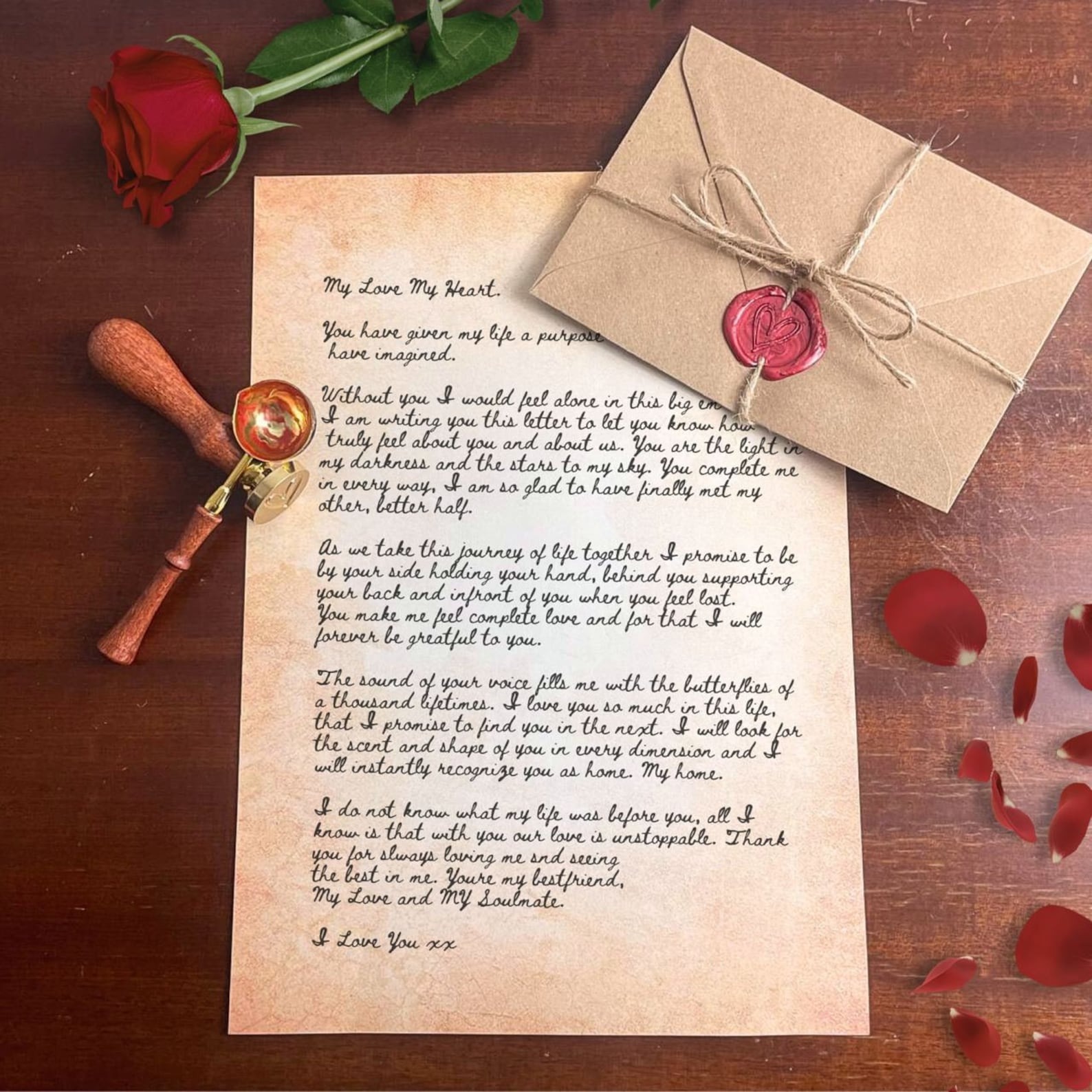 Handmade Letter | Love Letter | Anniversary Gift | Personalised Gift | Wax Sealed | For Boyfriend or Girlfriend | Gift For Anniversary