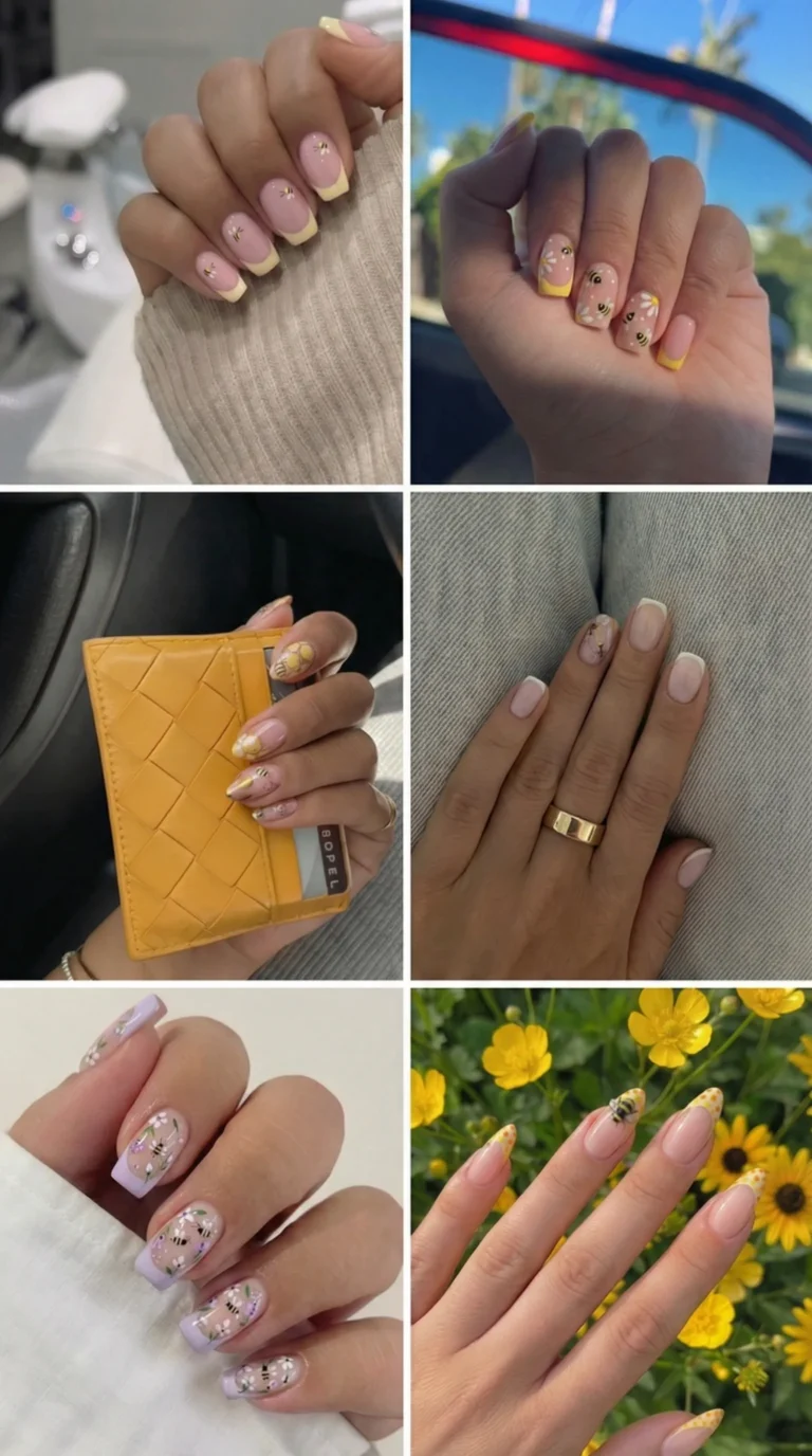 13 Adorable Bee Nail Designs to Book Right Now (Spring Nails Bumble Bees)