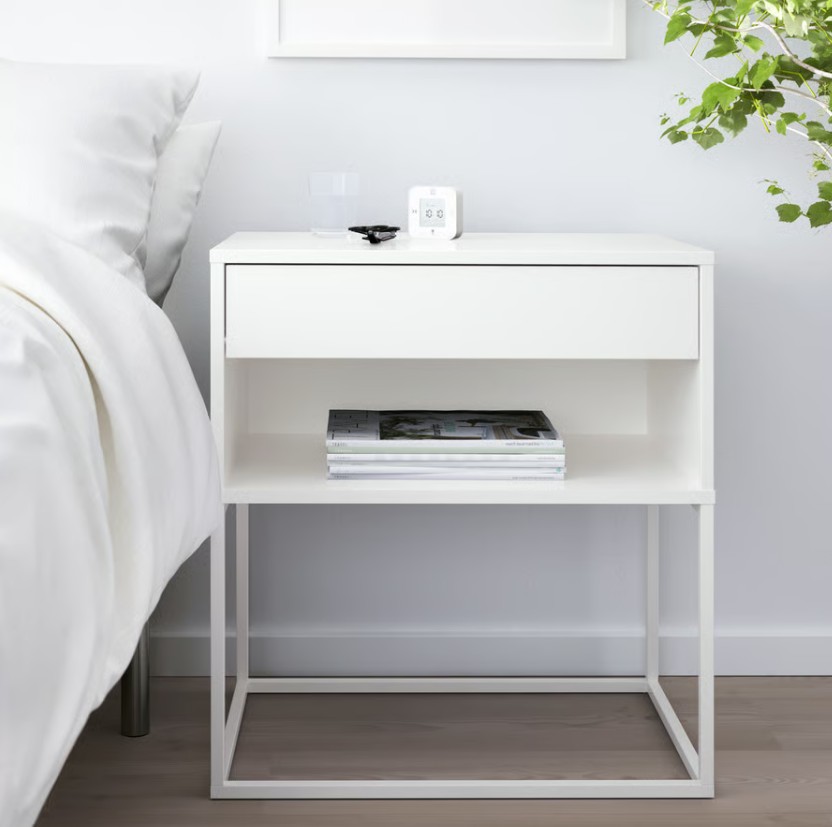 VIKHAMMER nightstand, white, 235/8x153/8" - IKEA