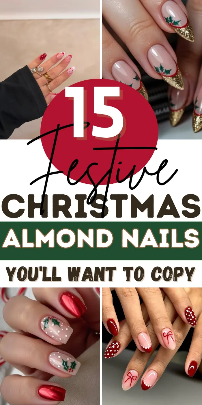 christmas almond nails ideas