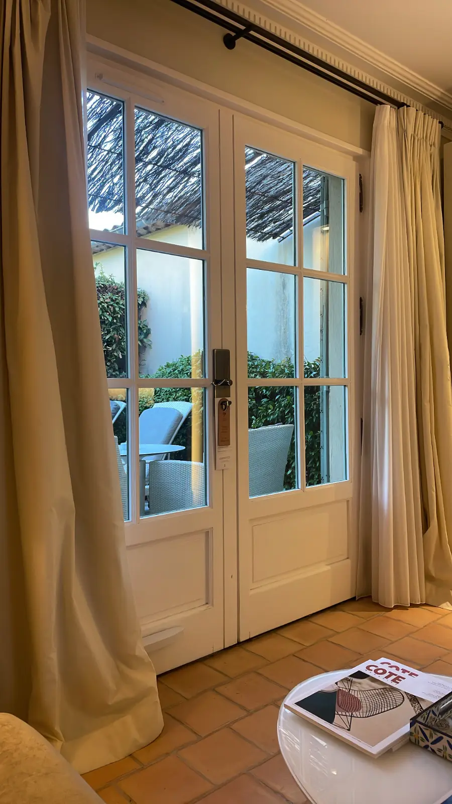 linen curtains on french doors