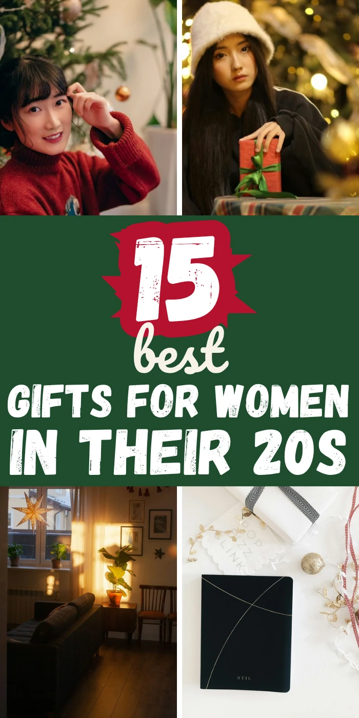 Gifts for women in their 20s pin with festive Christmas photos